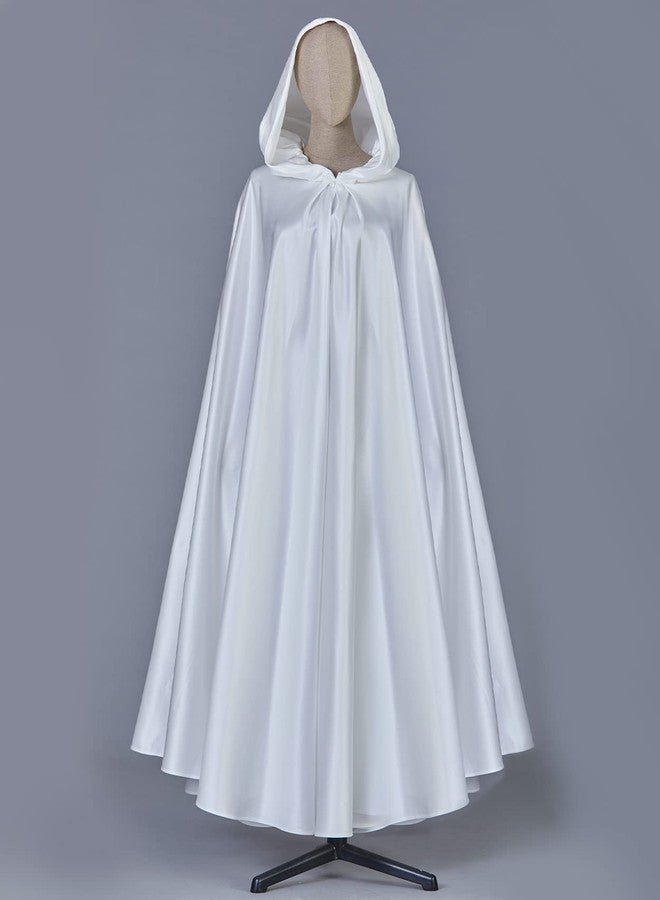 BEAUTELICATE Women's Wedding Hooded Cape Bridal Cloak Poncho Full Length White - Image 2